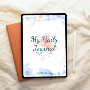 Digital 30-Day Daily Journal displayed on iPad Pro with notebook – GoodNotes & Notability PDF