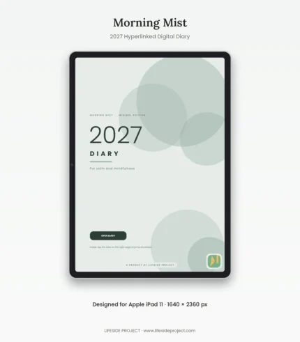 Morning Mist: Hyperlinked 2027 Digital Diary for Apple iPad 11