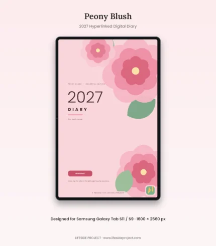 Peony Blush – 2027 Digital Diary – Samsung Galaxy Tab S11 / S9